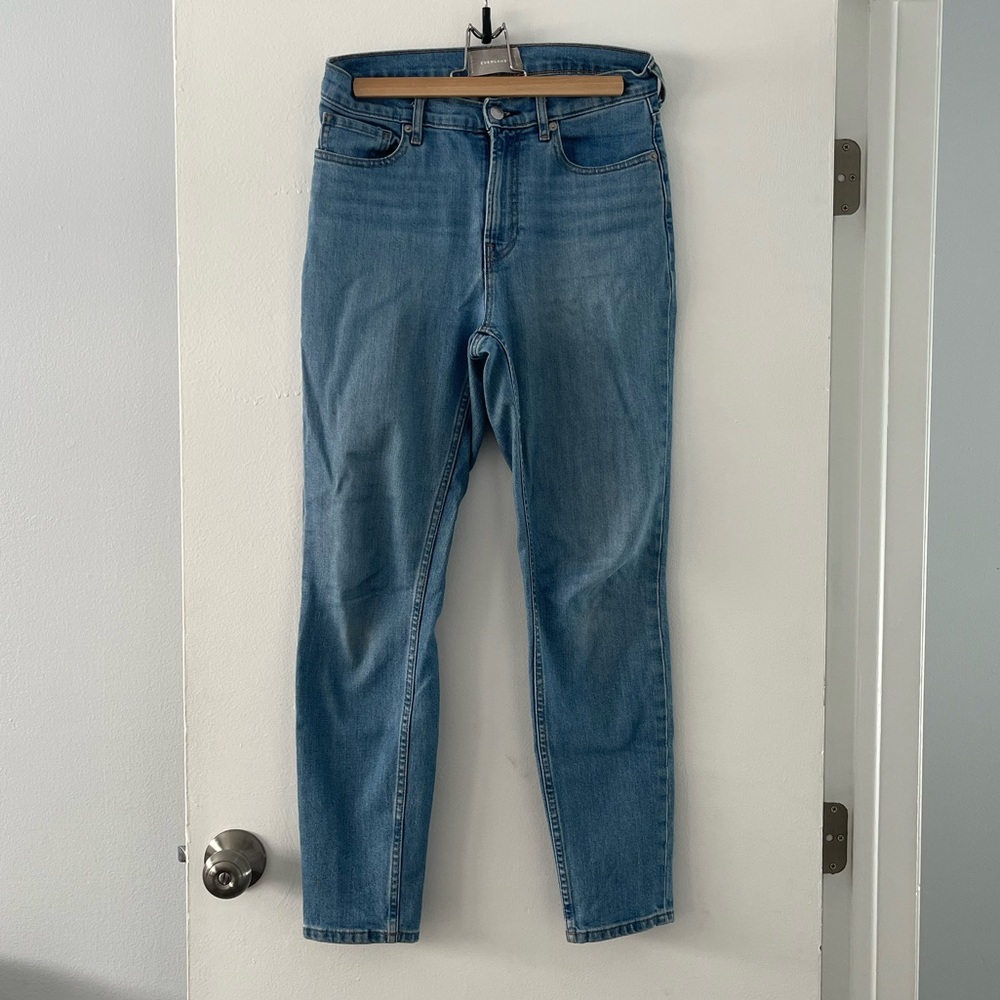 Everlane medium wash hi rise super straight jeans
